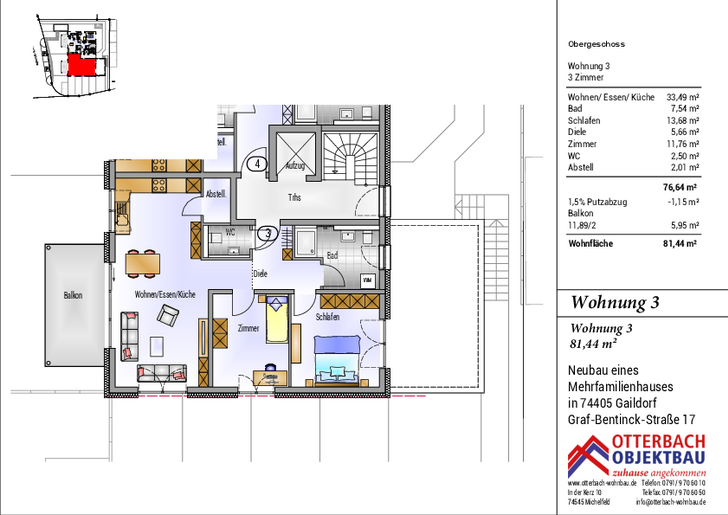 Bild 3: 3-Zimmer-Wohnung (OG) mit Balkon
