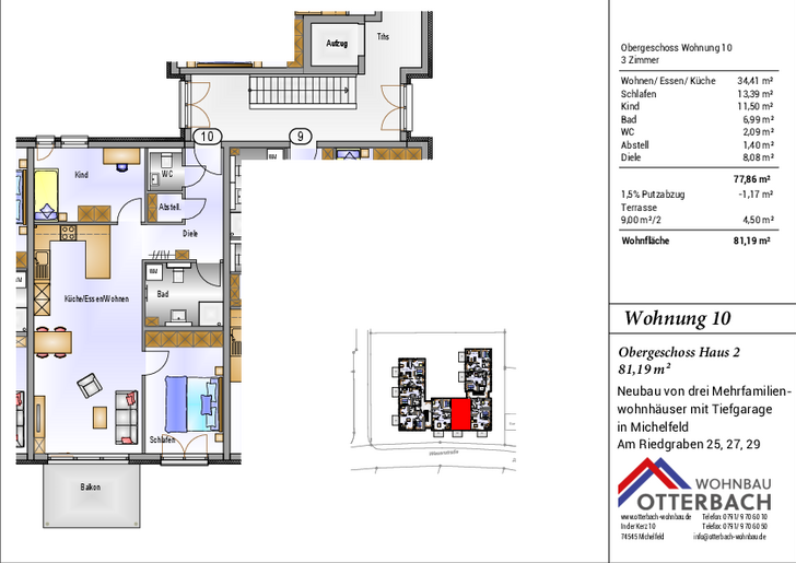 Bild 3: 3-Zi-Wohnung (OG) mit Balkon Bild 3: 3-Zi-Wohnung (OG) mit Balkon