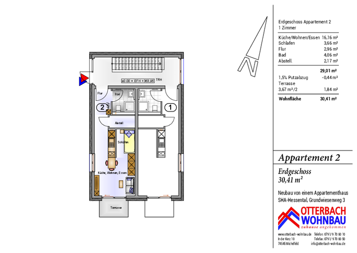Bild 2: 1-Zi-Wohnung (EG) mit Terrasse Bild 2: 1-Zi-Wohnung (EG) mit Terrasse