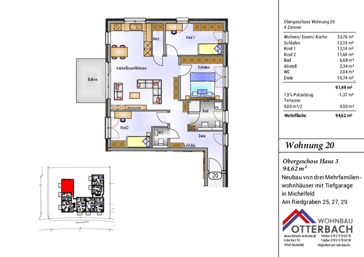 Bild 2: 4-Zi-Wohnung (OG) mit Balkon Bild 2: 4-Zi-Wohnung (OG) mit Balkon