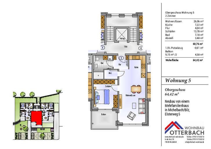 Bild 2: Moderne 2-Zimmer-Wohnung mit Balkon im Obergeschoss Bild 2: Moderne 2-Zimmer-Wohnung mit Balkon im Obergeschoss