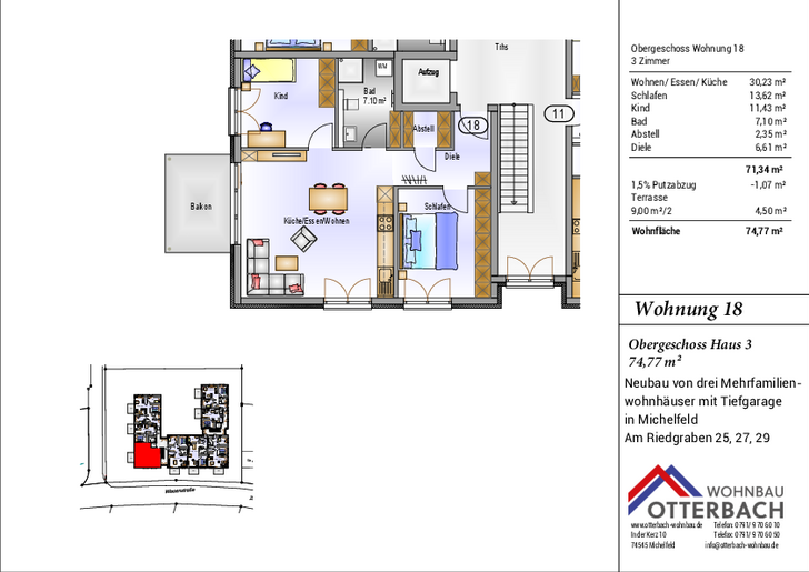 Bild 2: 3-Zi-Wohnung (OG) mit Balkon Bild 2: 3-Zi-Wohnung (OG) mit Balkon