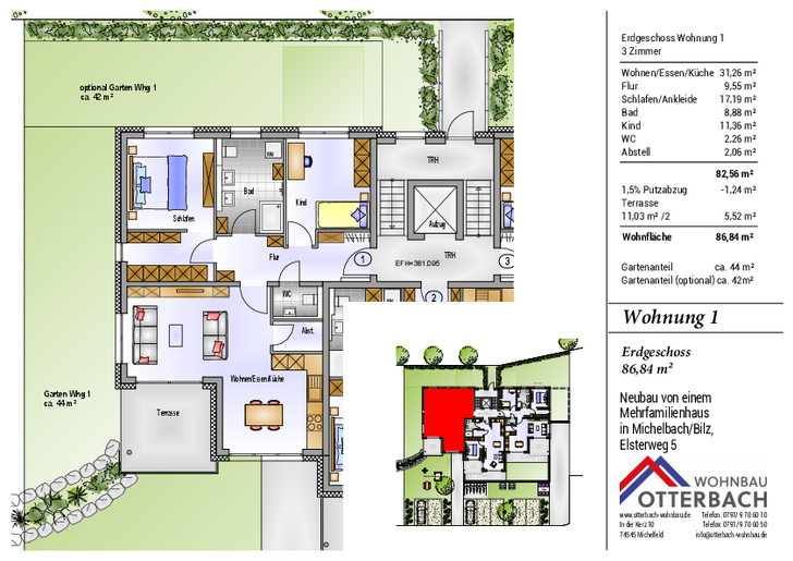Bild 2: Attraktive 3-Zimmer-Erdgeschosswohnung mit Gartenanteil