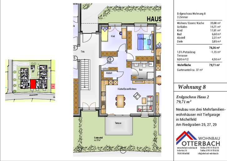 Bild 3: 3-Zi-Wohnung (EG) mit Terrasse und Gartenanteil Bild 3: 3-Zi-Wohnung (EG) mit Terrasse und Gartenanteil