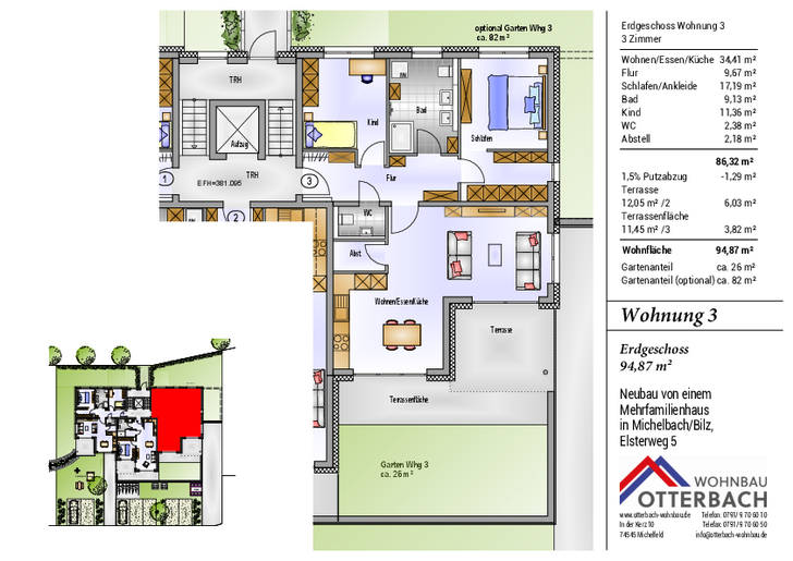 Bild 2: Großzügige 3-Zimmer-Erdgeschosswohnung mit Terrasse und Garten Bild 2: Großzügige 3-Zimmer-Erdgeschosswohnung mit Terrasse und Garten