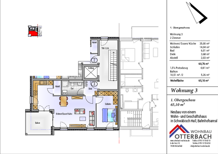 Bild 1: 2-Zimmer-Wohnung (1.OG) mit Balkon