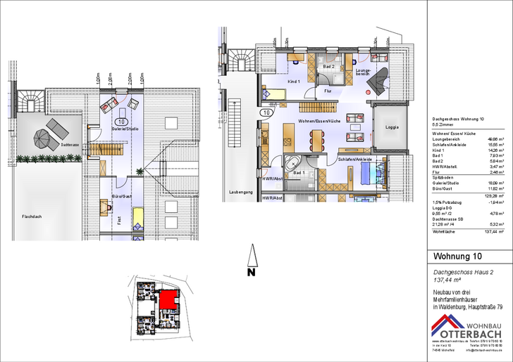 Bild 2: 5,5-Zi-Wohnung (DG) mit Loggia und Dachterrasse Bild 2: 5,5-Zi-Wohnung (DG) mit Loggia und Dachterrasse