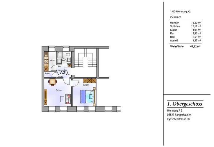 helle 2-Zimmer-Wohnung in Sangerhausen, Kylische Straße 50